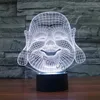 Nattlampor design buddha lampa ljus dekorativ staty 3d barn visuella led barn 7 färg förändras