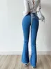 Jeans da donna svasati a vita alta comodi pantaloni elasticizzati vintage pantaloni skinny in denim alla moda streetwear