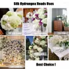 Flores decorativas 5 pçs cabeças de hortênsias artificiais plantas falsas de seda presente de dia dos namorados buquês de casamento decoração de festa em casa