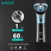 Vgr Electric Shaver Professional Razor Waterfoof Beard Trimmer Rotary 3Dフローティングシェービング充電充電式電気v-326