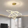 Żyrandole nowoczesne lampa wiszące pierścienie LED Circle Circle Sufit wiszący żyrandol czarny do życia jadalnia kuchnia oświetlenia wewnętrzna