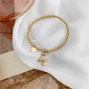 Charm Bracelets Stainless Steel Gold Color Lucky Round Brand Beads Balloon Dog Bracelet Female Fashion Retro Cute Simple Jewelry Accessories Z0612