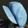 Basker vintage texturerad denim blå rutig basker vår sommar resor solnedgång personlig designer mäns och kvinnors nyheter pojkar hatt g220612