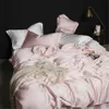 Ensembles de literie Lofuka Femmes Rose 100 Ensemble de Literie en Soie 6A Grade Housse de Couette Soyeuse Ensemble Reine Roi Drap Plat Housse de Linge de Lit 4PCS Z0612