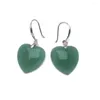 Boucles d'oreilles créoles élégantes en argent Sterling 925 Quartz Rose naturel vert jade grand coeur pierre précieuse pour les femmes fête d'anniversaire cadeau mignon