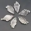 Colares com Pingente Pedra Natural Minério Bruto Gemas Quartzo Claro Cristal Reiki Pingentes Ponta de Flecha Charme Platina Cura Para Colar Jóias