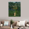 Vibrant Jungle Canvas Art målning Kvinna som går i en exotisk skog Henri Rousseau konstverk handmålad heminredning