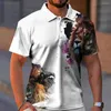 Men's Polos Animal Polo Shirt Ferocious Tiger 3D Printing Summer Short Sleeve Top Fashion Streetwear Breathable Oversized Man Clothing