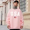 U.S.A National Flag Drukuj bawełniane bluzy z kapturem vintage swobodny długie rękawy Hip Hop Loose Bluza Trend All-Math Mens Pullover L230520