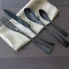 Set di stoviglie 4 Pz / set Classico Nero Superiore 201 Posate in acciaio inossidabile El Ristorante Stoviglie Forchetta da dessert Coltello