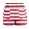 Calções de banho com estampa de listras 4 de julho verão cintura alta renda shorts femininos bolso solto pantalonas patrióticas sutiã apertado novo P230606