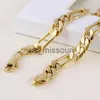 Pendant Necklaces 24k solid gold Mens 24k Solid Gold GF 8mm Italian Figaro Link Chain Necklace 24 Inches J0612