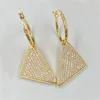 Luxur Designer Fashion Earring Halsband Set Triangle Metal Brand Tag Letter Gold inlaid Rhinestones Pendant Halsband kedja med låda