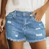 Été rétro délavé et masqué jean Shorts avec poches 2021 grande taille femmes décontracté trou chaud Denim Roba Mujer P230606