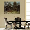 Pop Canvas Art Paisagem Selva com Leão Henri Rousseau Pintura Feito à Mão Moderna Decoração de Sala de Estar
