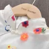 Robes de fille petites filles Costume robe de mode d'été brodée florale solide boutonnée à manches courtes pour les enfants R230612