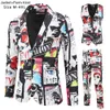 Abiti da uomo Blazer Carte da gioco Abiti stampati da poker Giacca da uomo Giacca coreana Festa di moda coreana Set di costumi Homme Pantaloni vintage da uomo Gilet Hombre 230612