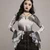 Women's Tanks 2000s Summer Fashion Grunge Boho Cropped Tops Long Sleeve Lace Trim See Through T Shirts Chic Mesh Floral Bodycon Ruffles