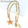 Pendant Necklaces 5Pcs Sparkly Crystal Star Necklace Charm Fashion Jewelry Colorful Enamel CZ Pave Brass