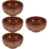 Bowls 4 Count Containers Kids Solid Wood Bowl Retro Round 15X15X8.5CM Dessert Jujube Serving Child