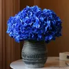 Fleurs séchées Simulation Majorque fleur artificielle grand hortensia tissu en soie maison salon Table décoration mariage faux bleu