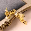 Stud Earrings Medieval Antique Design Angel Little Boy Symmetrical Golden