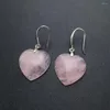 Hoop Earrings Elegant Sterling Silver 925 Natural Rose Quartz Green Jade Big Heart Gemstone For Women Birthday Party Cute Gift