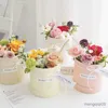 Dried Flowers Round Cardboard Gift Box Rose Packaging Home Flower Boxes Candy Chocolate Wedding Birthday Party Centerpiece Decor 1PCs