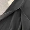 Robes de travail Foamlina Casual Femmes Été 2 Pièces Ensembles Chemise Patchwork Col Revers Sans Manches Crop Top Et Taille Élastique Midi Jupe Costumes