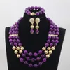 Collier boucles d'oreilles ensemble perles de corail bijoux de mariage Costume haut à la mode Design 3 couches nigérian africain en gros ABH068