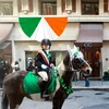 Party Decoration Irish St. Patrick's Day Fan Flag Guardrail Accessories Pleated Carnival Semicircle