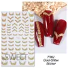 Gold Glitter Nail Sticker French Shiny Nail Line Laser Nails Transfer Decals