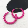 Hoop Earrings Acrylic Fashion Circle Shape Earring Romantic Rosy Red Color Women Designer Party Jewelry