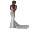 Abito da sposa da spiaggia a sirena Sexy scollo a V profondo Abito da sposa senza schienale Lungo Boho Bianco Moda Vestido De Noiva