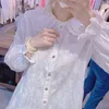Shirts Spring Autumn Doll Collar White Embroidery Buttons Shirt Women Elegant Fashion Long Sleeve Sweet Blouse Allmatch Casual Blusa