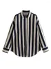 Women's Blouses MESTTRAF Sexy Design 2023 Y2K Oversized Striped Shirts Vintage Long Sleeve Front Button Female Chic Tops