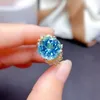 Trouwringen Hoge kwaliteit Dames Eeuwige Ring Inlay Hemelsblauw Zirconia Luxe Vrouwen Engagement Jubileum Partij Sieraden