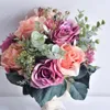 Dekorativa blommor rosa lila serier Artficial Flower Rose Bouquet Home Wedding Festival Decoration Friend Gift