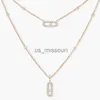 Pendant Necklaces 100 925 sterling silver double layer pendant women's necklace 1 Original French luxury jewelry Holiday gift J230612