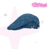 Berets American American Timple Girl Women's Cowboy Beret اليابانية شقة أعلى الأمام عرض الجانب الصغير تصميمًا عكسيًا Dad Dad Hat G230612