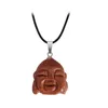 Pendant Necklaces 20x21mm Natural Semi-precious Stone Pendants 13 Colors For Choice Buddha Head Figure Shaped DIY Making Necklace