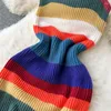 Robes décontractées Summer Korean Wind Colorful Striped Knitted Slim Sexy Chic Halter Dress