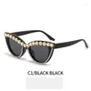 Occhiali da sole nel 2023 Cat Eye Prom Occhiali piatti Diamanti Decorazione floreale Moda Vintage Y2k Luxury Outdoor