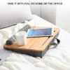 Подставка для планшета Lapdesk, дизайн с ручкой, коврик для мыши, офисный многофункциональный прочный карман для хранения с мягкой подушкой, деревянный стол для ноутбука, устойчивый