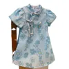 Flickans klänningar klänning sommar ny kinesisk stil retro cheongsam prinsessa ropa flickor kläder r230612