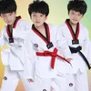 Bühnenkleidung Weiße lange Ärmel Kinder Judo Kimono Kleidung Kinder Karate Wettbewerb Performance Kostüme Jungen Mädchen Taekwondo Anzüge