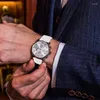 Orologi da polso WOKAI Orologio da uomo Bianco Orologi sportivi Cinturino in pelle Analogico al quarzo Prezzo Regali Relogio Masculino