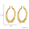 Hoop Earrings WeSparking EMO Gold Color Large Circle Bamboo Texture Flower Pattern For Women Girls Fashion Jewelry