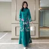 Ethnic Clothing China Traditional Midi Two Pieces Chinese Styles Vintage Women Qipao Tops Pants Set Embroidery Tang Suit