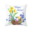 Pillow 45x45cm Spring Home Decor Cover Happy Easter Egg Pillowcase Flower Print